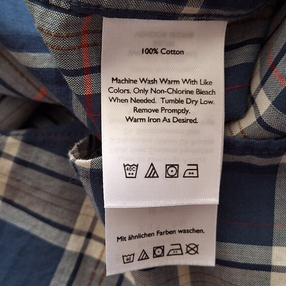 Eddie Bauer Men’s Plaid Short Sleeve Button-Up Shirt Blue and Red Size Medium - Picture 7 of 7